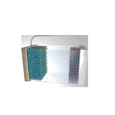 Modern Household Appliance with Metal Frame Transparent Body and Blue Purple Functional Grids 3d model