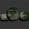 Natural Green and Gray Stones with Rough Textured Surfaces in Original Form