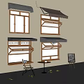 Wall Mounted Wooden Shelves With Various Color Awnings Small Blackboard And Side Chair
