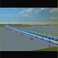 Scenic Bridge Over Blue Water With Palm Trees Green Vegetation Blue Sky And White Clouds