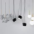 Modern Pendant Lights With White Black Spherical Shapes And Multiple Globe Designs 3d model