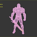 Advanced Futuristic Armored Warrior With Flaming Sword And Detailed Armor