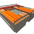 Various Colorful Fresh Fruits Neatly Arranged In Multi Tiered Commercial Refrigerated Display Case