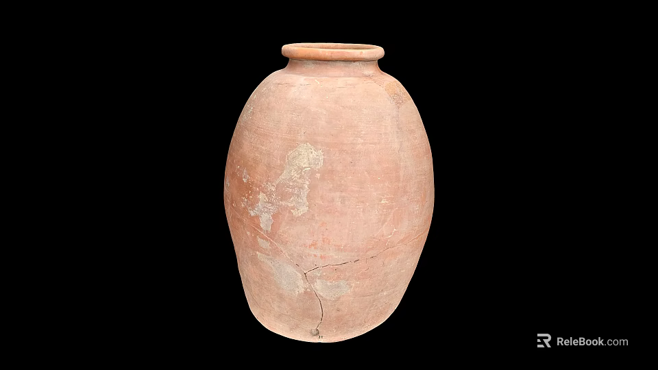 Light Brown Ceramic Cup with Visible Cracks and Worn Marks on Black Background 3d model 