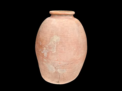 Light Brown Ceramic Cup with Visible Cracks and Worn Marks on Black Background 3d model