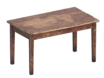 Rustic Vintage Wooden Dining Table With Distressed Surface And Solid Legs 3d model