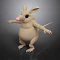 3D Mouse Character With Beige Color Large Ears Pink Nose Black Eyes And Standing Pose