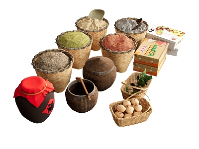 Food Grain Wine Steel Rice Vegetable Fruit Packaging Bamboo Basket model