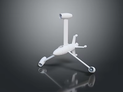 White Modern Mechanical Structure with Stand Wheels and Top Sensor Design 3d model