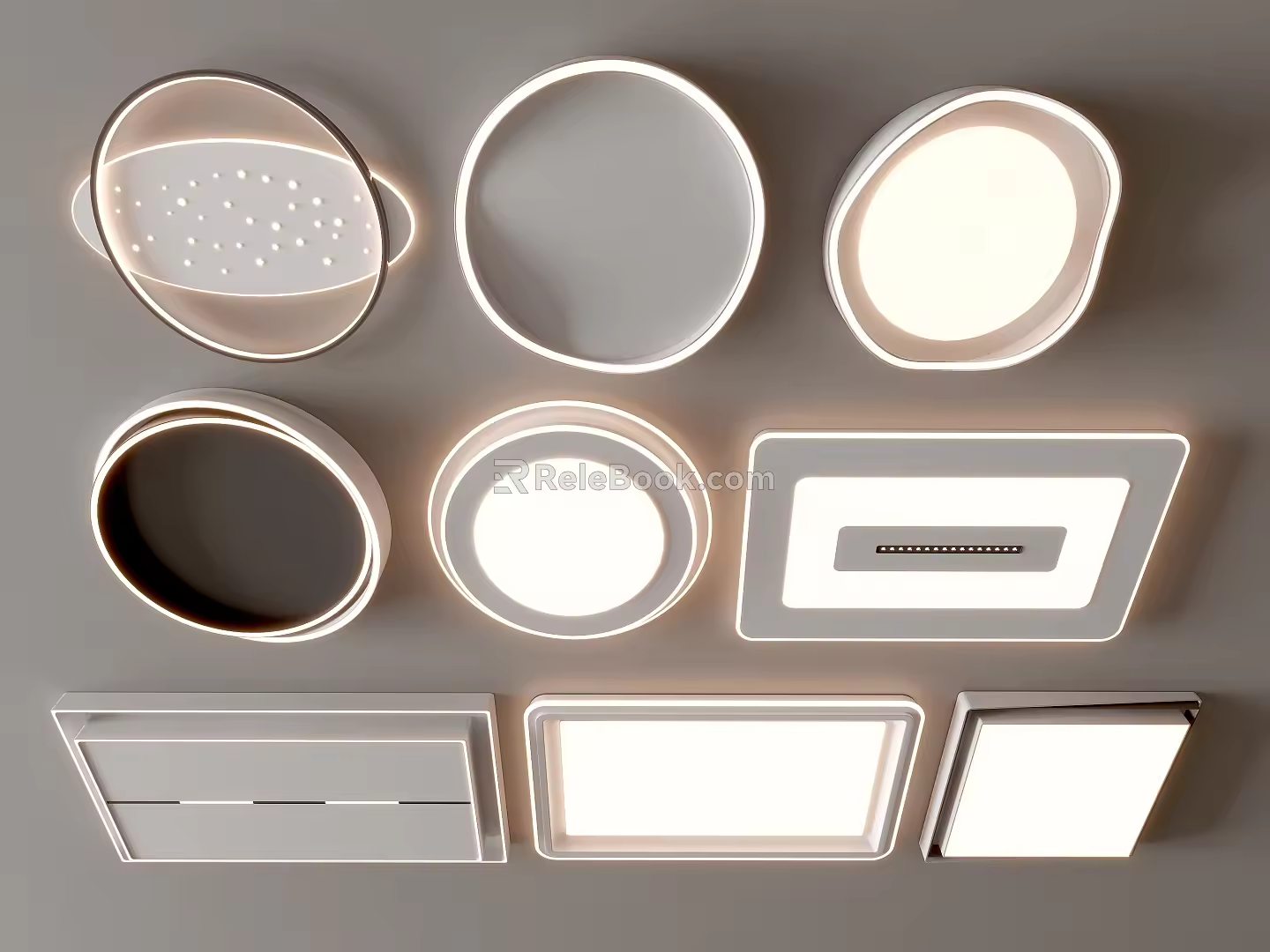 Ceiling lamp square ceiling lamp round ceiling lamp geometric ultra-thin bedroom living room simple 3d model