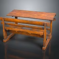 Rustic Wooden Bench And Table Combination Furniture With Natural Wood Finish