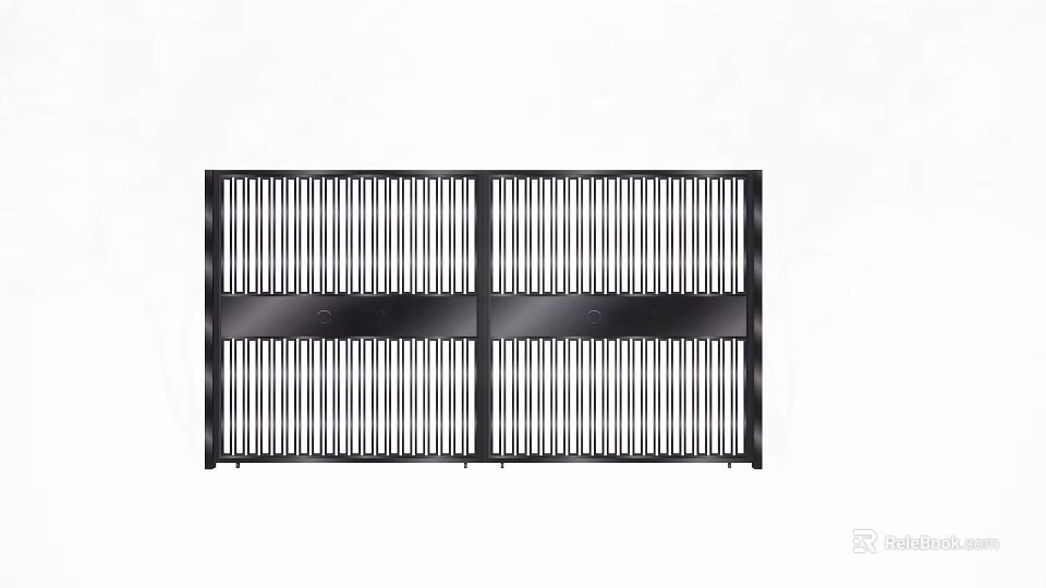 Modern Garden Gate Design With Vertical Slats And Double Panel For Landscape Entrance 3d model 