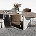 Modern Dining Table Set With Wooden Top Metal Legs And Upholstered Chairs