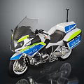 Police Motorcycle with Blue White Green Livery and Antenna for Patrol Duty
