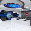 Modern Monitoring Room With Multiple Monitor Screens And Control Console Setup