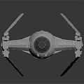 Realistic TIE Fighter Model with Angular Wings Central Cockpit and Gray Black Details 3d model