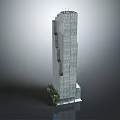 Modern Glass Curtain Wall High Rise Office Building With Surrounding Trees And Contemporary Design