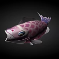 Pink Koi Fish Illustration With Large Eyes Scales And Vibrant Tail