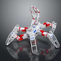 Futuristic Mechanical Spider Robot With Red White Legs And Metallic Structure 3d model