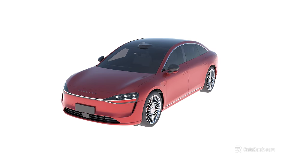 Red Modern Sedan with Sleek Body Black Roof and Stylish Alloy Wheels 3d model 