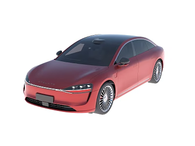 Red Modern Sedan with Sleek Body Black Roof and Stylish Alloy Wheels 3d model