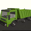 Green Dump Truck Functional Heavy Duty Vehicle Parked On Asphalt Road Surface