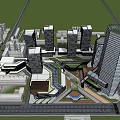 Modern High Rise Office Buildings In Urban Cityscape With Architectural Design Elements