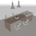 Modern Dining Table And Chairs Set With White Chairs Oranges And Pendant Lights