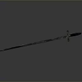 Ancient Metal Weapon Sword With Shiny Blade And Ornate Hilt On Gray Background