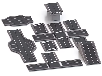 Detailed Road Infrastructure Models With Intersections Straight Curved Segments And Ramps 3d model