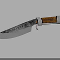 Vintage Weapon Knife With Silver Blade Engraved VALHALLA Wooden Handle Metal Wrapped And Ring