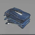 Blue Denim Jeans Stacked Folded With Brand Tag Fashion Apparel Item