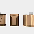 Modern Golden Reception Desks With Sleek Metal Design And Glossy Surface