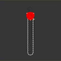 Red Metal Pulley With Hanging Chain And Hook On Dark Background