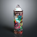 Colorful Graffiti Spray Can With Artistic Design And Vibrant Patterns