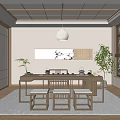 Japanese Tea Room Interior Design With Wooden Ceiling Shoji Screens Tea Table And Green Plant