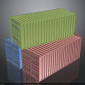 Colorful Stacked Shipping Containers With Green Blue And Pink Hues