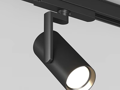 Modern Black Track Mounted Spotlight With Illuminated Round Lamp Head Design 3d model