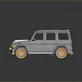 Silver SUV With White Front Accent Orange Wheels Gold Grille And Roof Rack