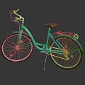 Teal City Bicycle with Brown Seat Vintage Style Metallic Frame and Classic Design