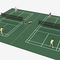 People Playing Tennis On Two Courts For Fitness Activity
