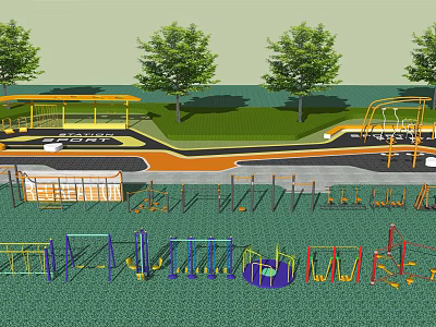 Modern Fitness Equipment Children's Activity Area Amusement Fitness Equipment Outdoor Fitness Equipment Sports Park Sports Ground 3d model