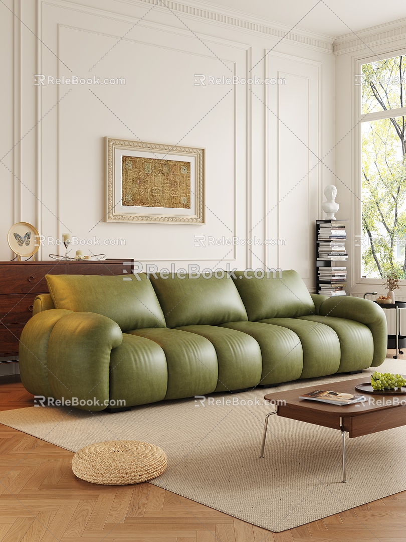 Mid-ancient style sofa coffee table combination 3d model