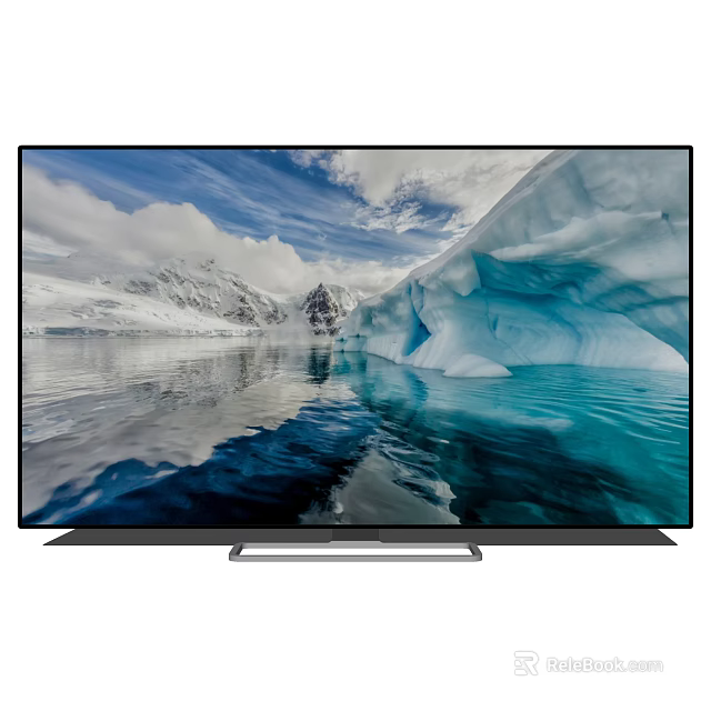 Modern Television With High Definition Display Showing Stunning Glacier Landscape And Clear Water Reflection 3d model 
