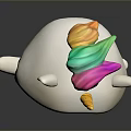 3D Cute Game and Movie Character in White Unicorn Costume With Colorful Horn