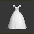 Elegant White Princess Dress With Puffed Sleeves Fitted Waist And Fluffy Skirt