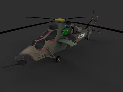 Military Camouflage Helicopter With Rotors Cockpit And H246 Marking Design 3d model