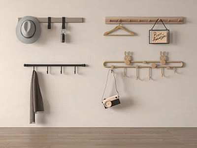 Modern And Rabbit Shaped Wall Hooks Hanging Hats Keys Scarf And Camera 3d model