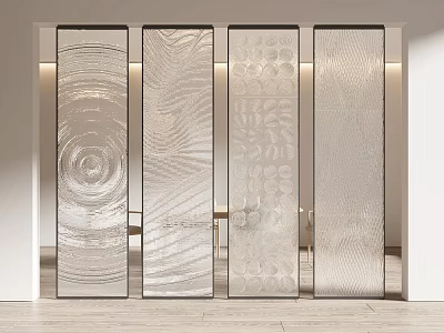 Modern Glass Partition Design With Various Textured Patterns For Interior Spaces 3d model