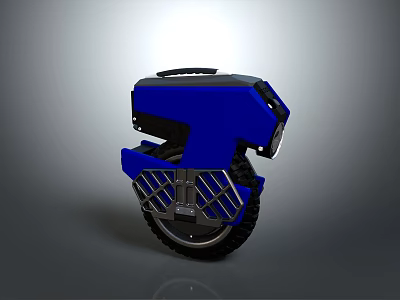 Kids Blue Monowheel Ride On Toy With Safe Footrest And Handle Design For Fun Play 3d model